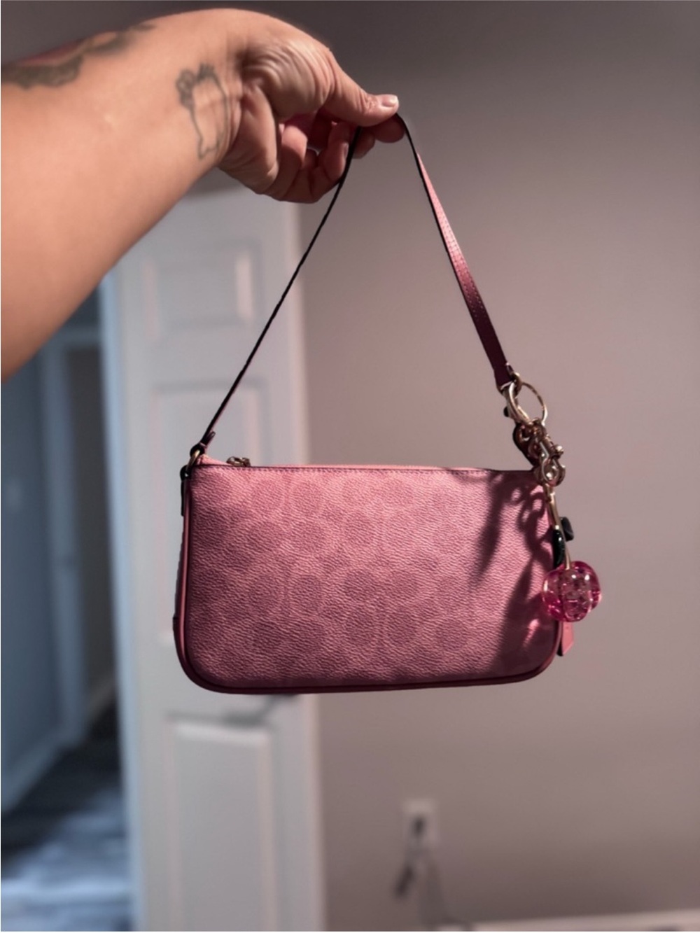 Coach Pink Mini Shoulder Bag with Charm